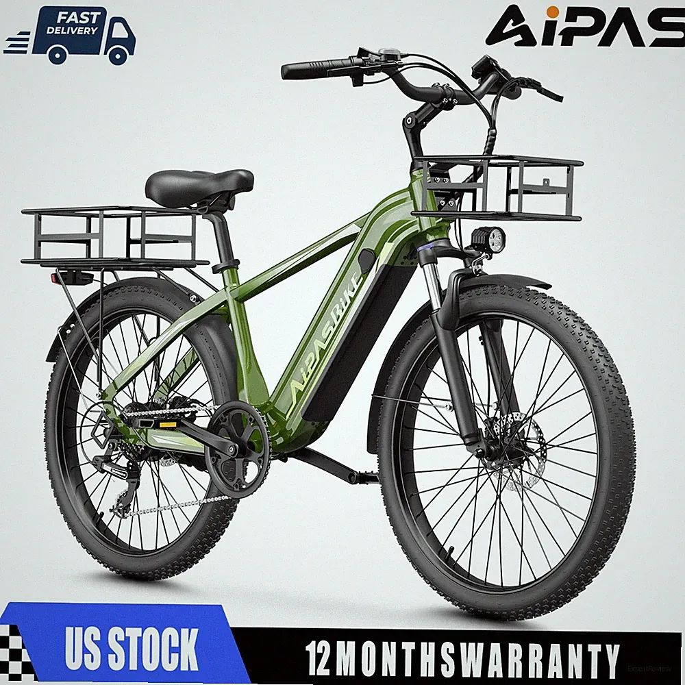 1100W Peak Electric Bicycle 24'' Fat Tires E-Mountain bike 48V 18Ah for Adults