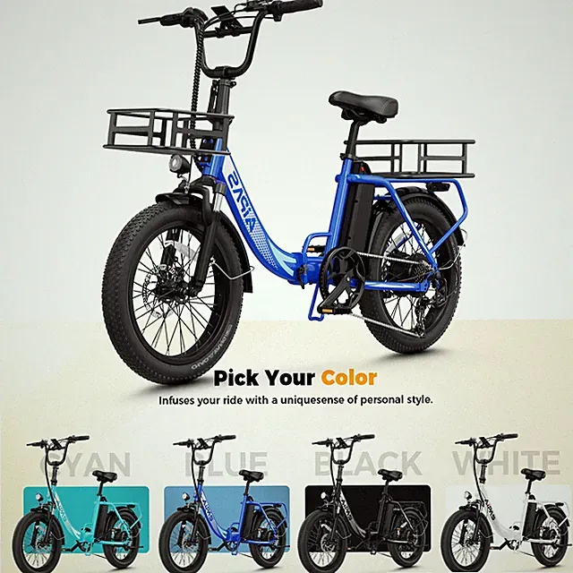 20" Fat Tire Foldable Ebike 28 MPH Electric Bike Adults 1000W Motor 48v 12.8AH