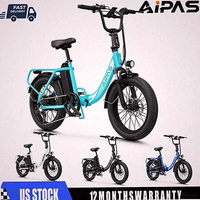 Aipas 1000W Peak Folding eBike 48V 20" Fat Tire Electric Bike for Adults Fast