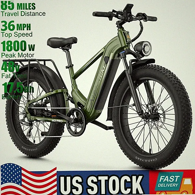 AIPAS 1800W 48V/17.5AH Electric Bike Mountain e bike 26" FatTire 36MPH for Adult