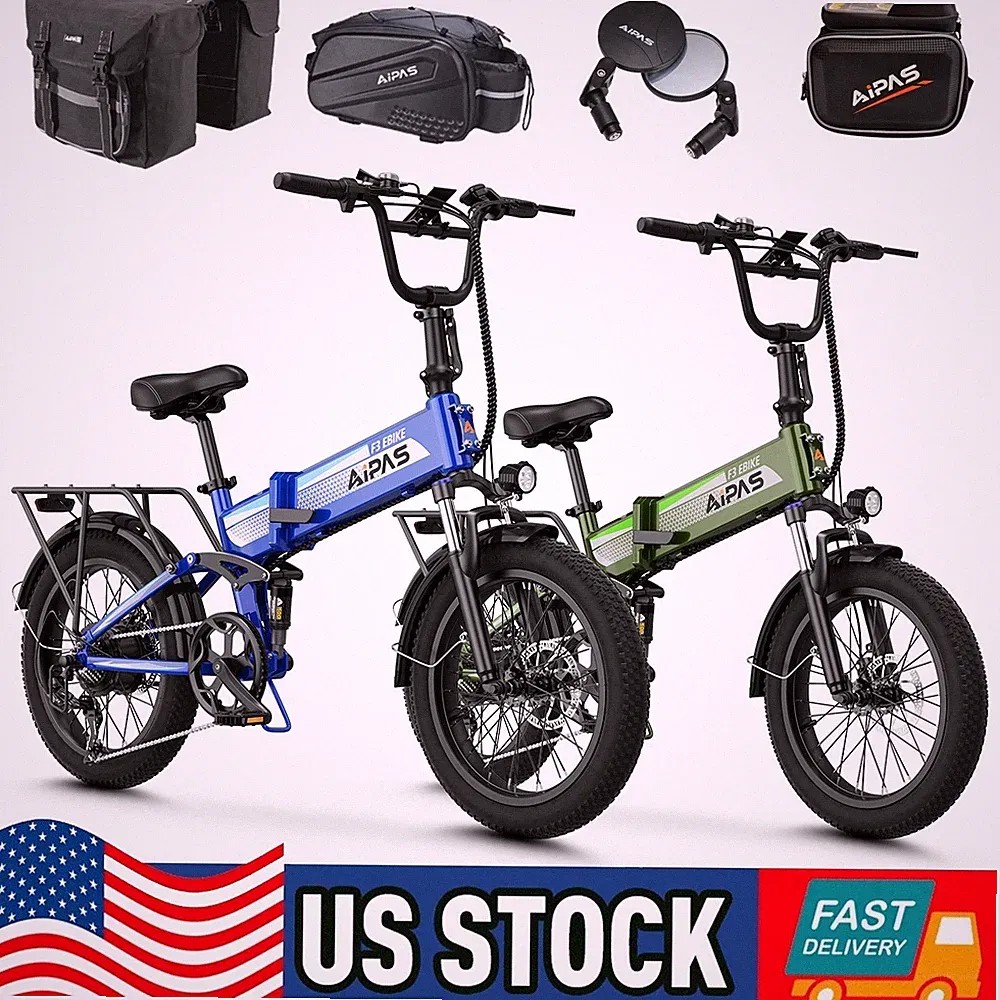 Aipas 20"*3.0 Fat Tire Electric Bicycle for Adult 1500W 48V 12.8AH 7-Speed Ebike