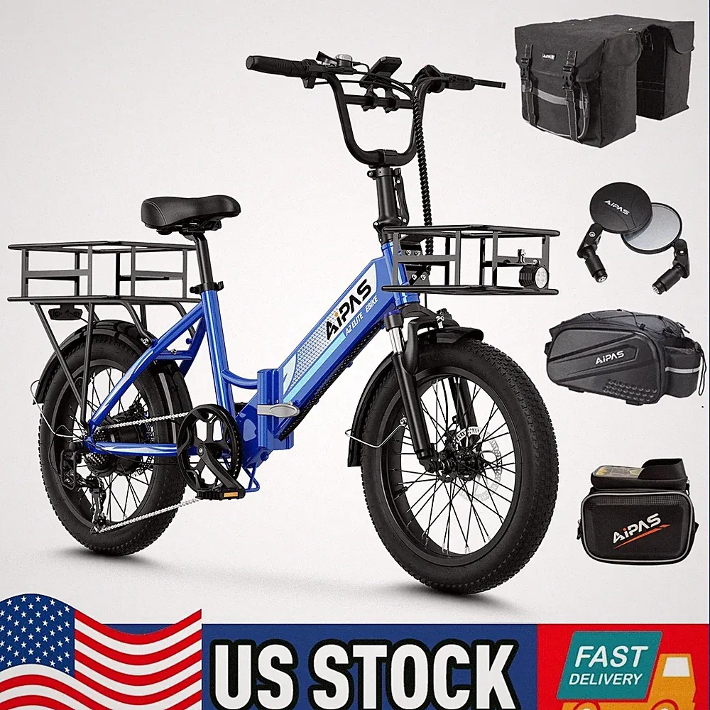 Aipas 20'' 750W Folding Electric Bicycle 48V 12.8Ah e-bike 7 Speed for Adult US