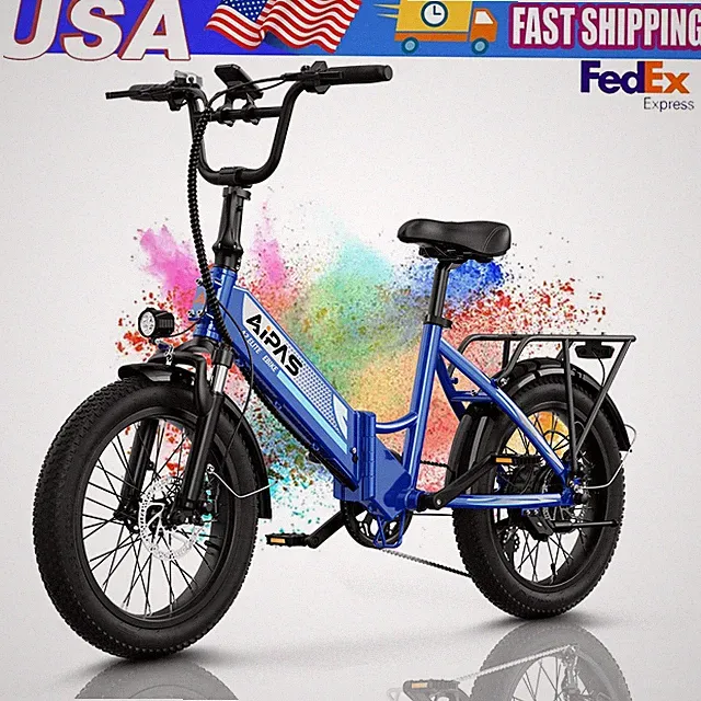 Aipas 20" Fat Tire 750W Peak 28MPH Folding Electric Bike City Cargo Ebike