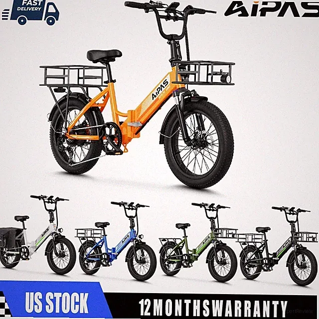 Aipas 20" Fat Tire Folding Electric Bike 750W 48V 12.8Ah Adult E-Bike
