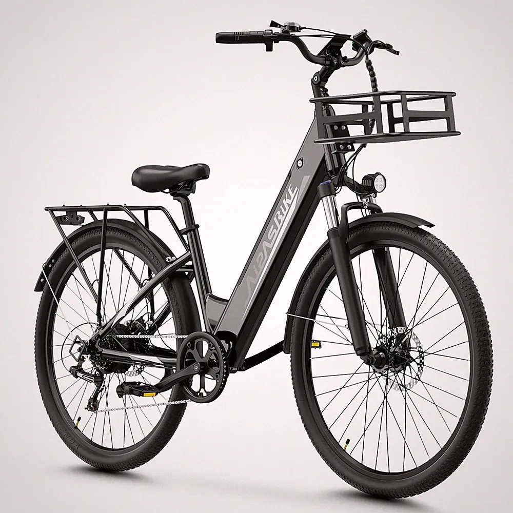 Aipas 26'' E-Bike 1100W Electric City Bicycle 48V/17.5Ah Commuting 7 Speed NEW