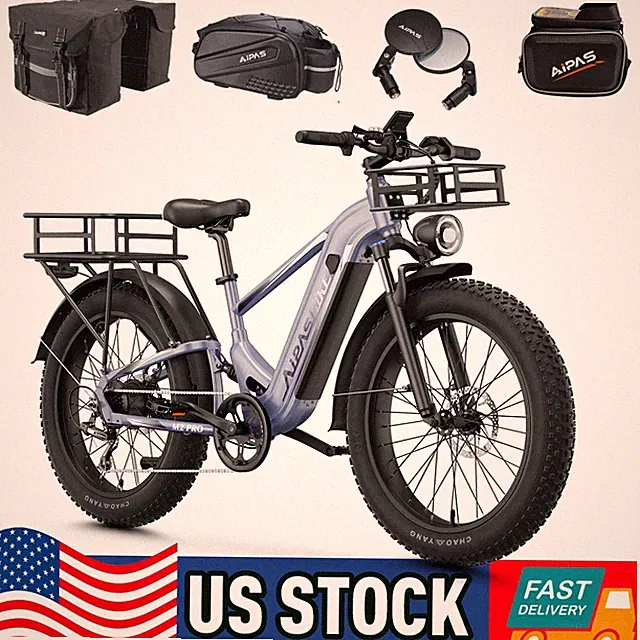 Aipas 26" Electric Bike 48V Peak 1800W E-Bike for Adults Commuting E-Citybike
