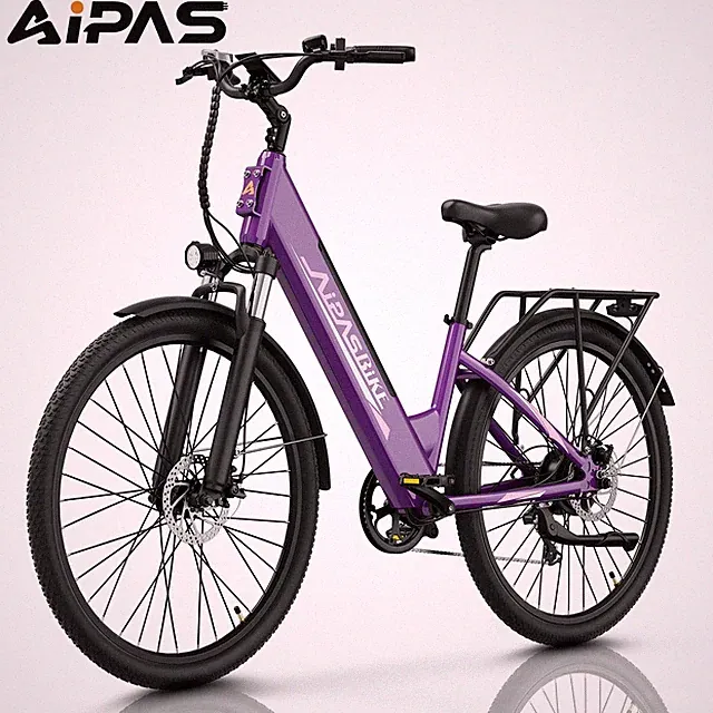 Aipas 26" Electric Bike for Adults, 1100W Peak Motor with 28MPH, 7-Speed E-Bike