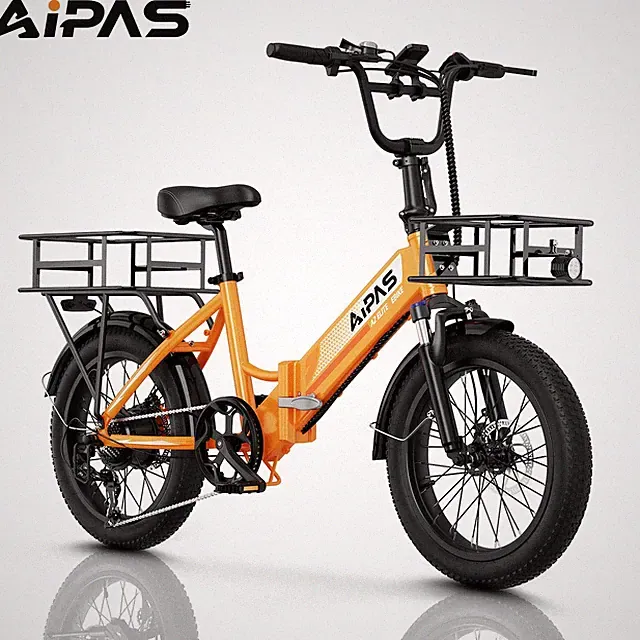 Aipas 48V 12.8AH Folding Electric Bike 750W 28MPH 62 Mile Range 20" Fat Tire