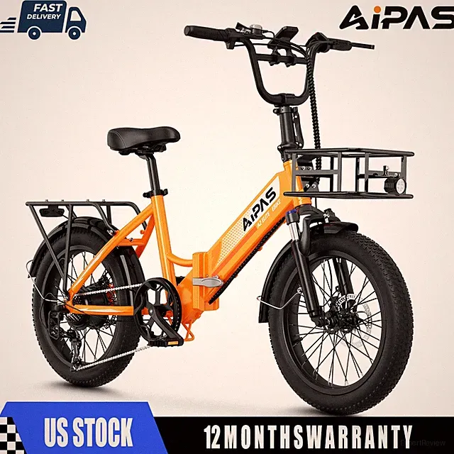 Aipas A2 20" Fat Tire Folding Electric Bike 750W Peak 12.8Ah 62 Miles Commuter