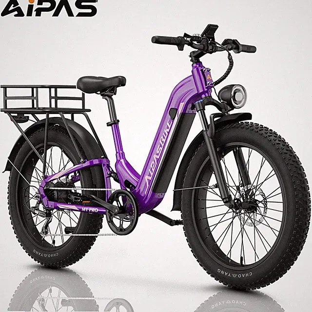 AIPAS Adult Electric Bikes 1800W Peak 26" Fat Tires Mountain e bike 48V 17.5Ah