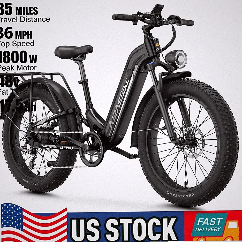 Aipas ebike 26" Fat Tires Mountain Electric Bicycle for Adults 1800W Peak 36 MPH