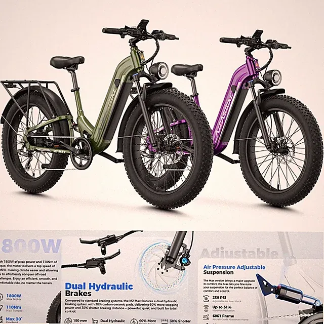 Aipas M1 MAX Electric Bike 1800W 26" Fat Tire E-Bike 48V 17.5Ah Adult Mountain