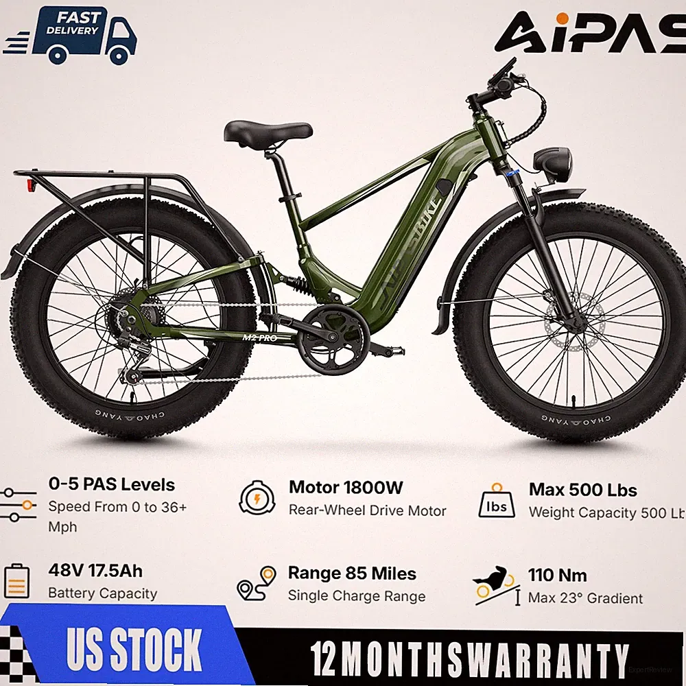 Aipas M2 1800W e bike adult Electric Bike 48V 17.5Ah 26"Fat Tire Mountain e bike