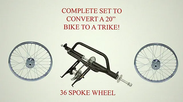 NEW!! 20" CP/BLK COMPLETE SET TO CONVERT A 20" BIKE TO A TRIKE! ALMOST GONE!!!