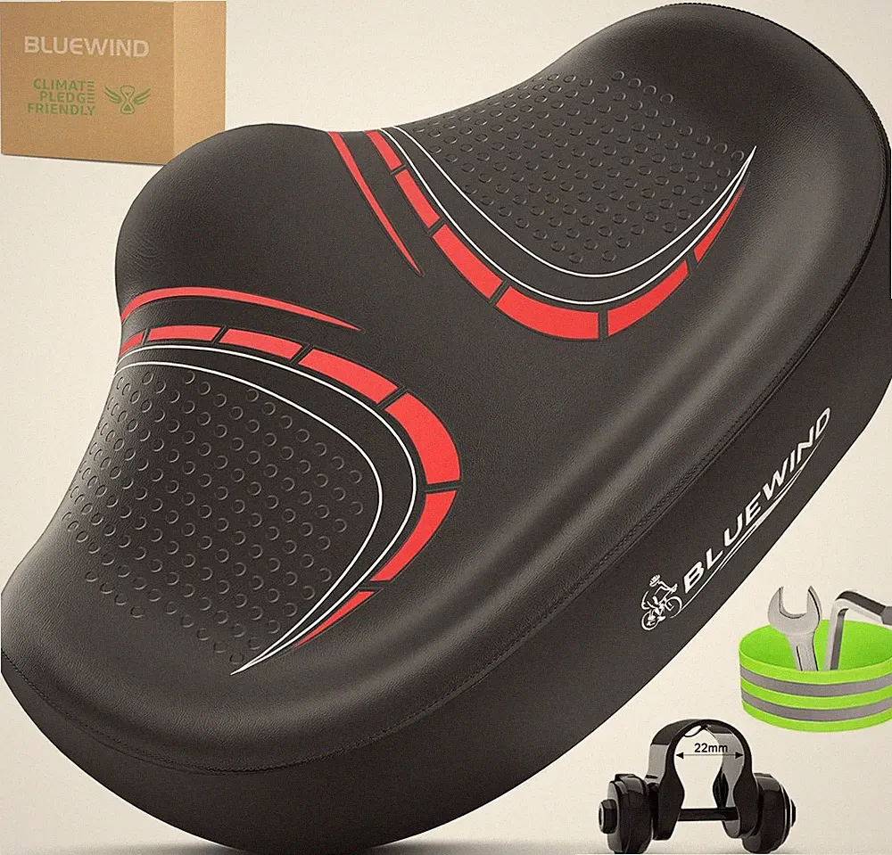 New Noseless Oversized Bike Seat, Wide Bicycle Saddle Novel Backrest Design for