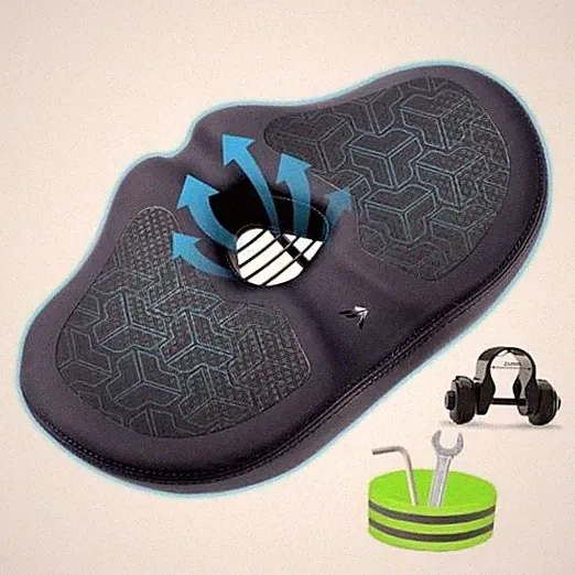 Wide Bicycle Seat, Noseless Bike Cushion with Ventilation & Memory Black