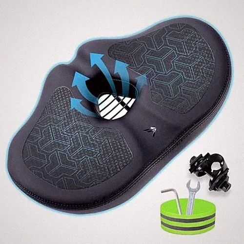 Wide Bicycle Seat, Noseless Bike Seat Cushion with Ventilation & Memory Black
